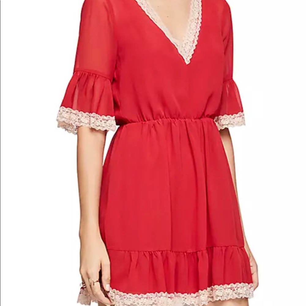 Cream lace trimmed red BCBGeneration dress